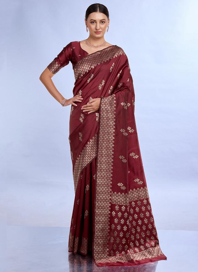 Silk Maroon Traditional Wear Weaving Saree